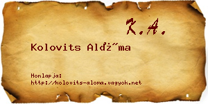 Kolovits Alóma névjegykártya